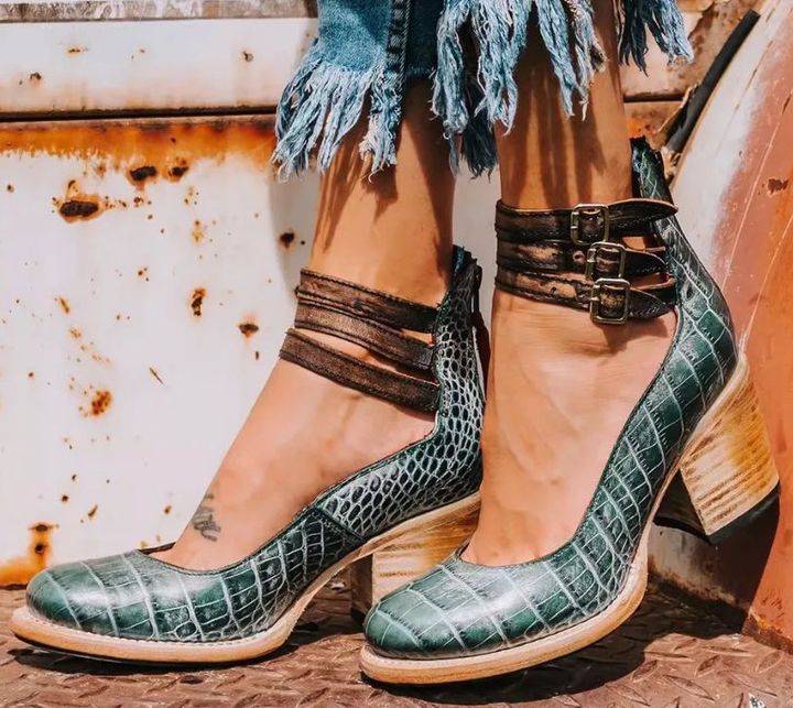 Women's Block Heel Ankle Strap Booties
