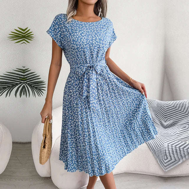 Fena - Floral Pleated Midi Dress