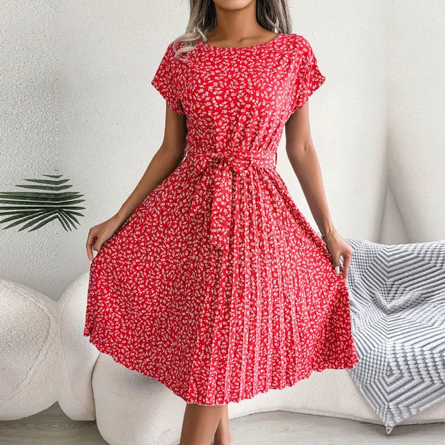 Fena - Floral Pleated Midi Dress