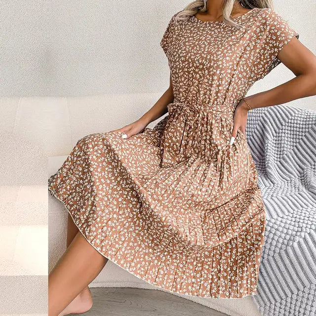 Fena - Floral Pleated Midi Dress