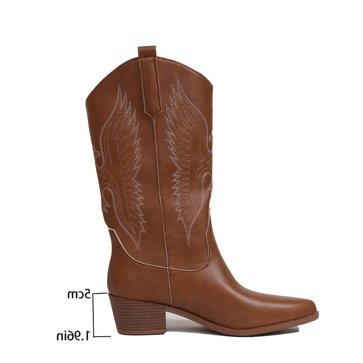 Imogene | Western Knee-High Cowboy Boots with Wing Embroidery for Women