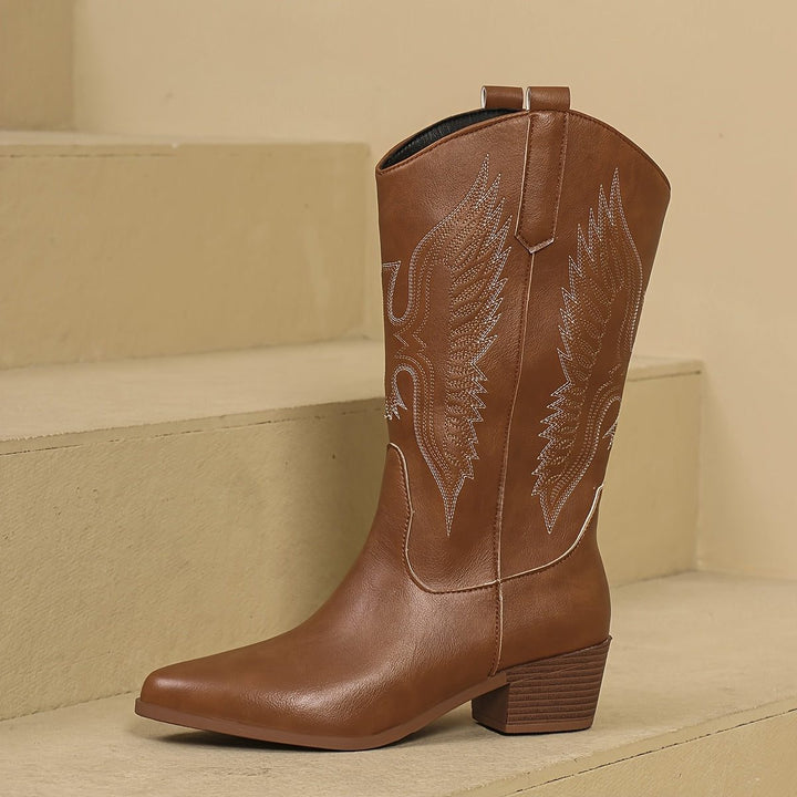 Imogene | Western Knee-High Cowboy Boots with Wing Embroidery for Women