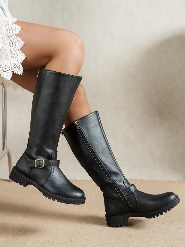 Inés | Knee-High Riding Boots with Buckle Detail for Women