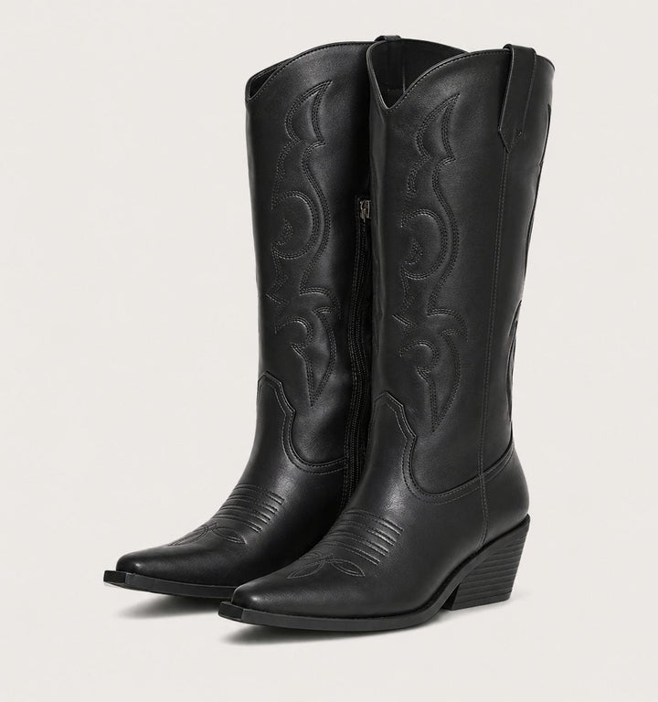 Isabel | Western Calf High Boots with Pointed Toe for Women