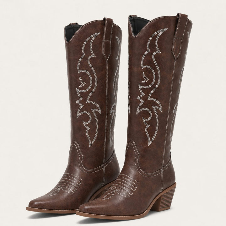 Isabel | Western Calf High Boots with Pointed Toe for Women