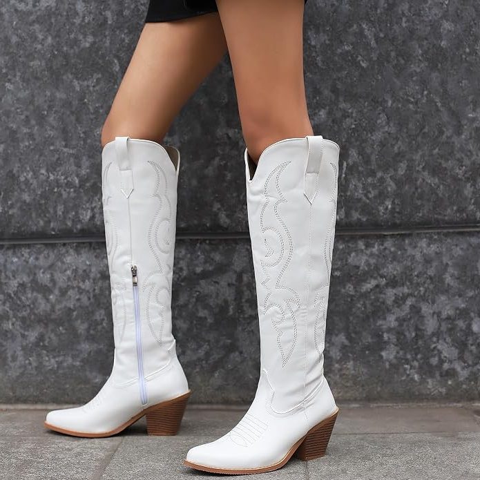 Isabel | Western Calf High Boots with Pointed Toe for Women