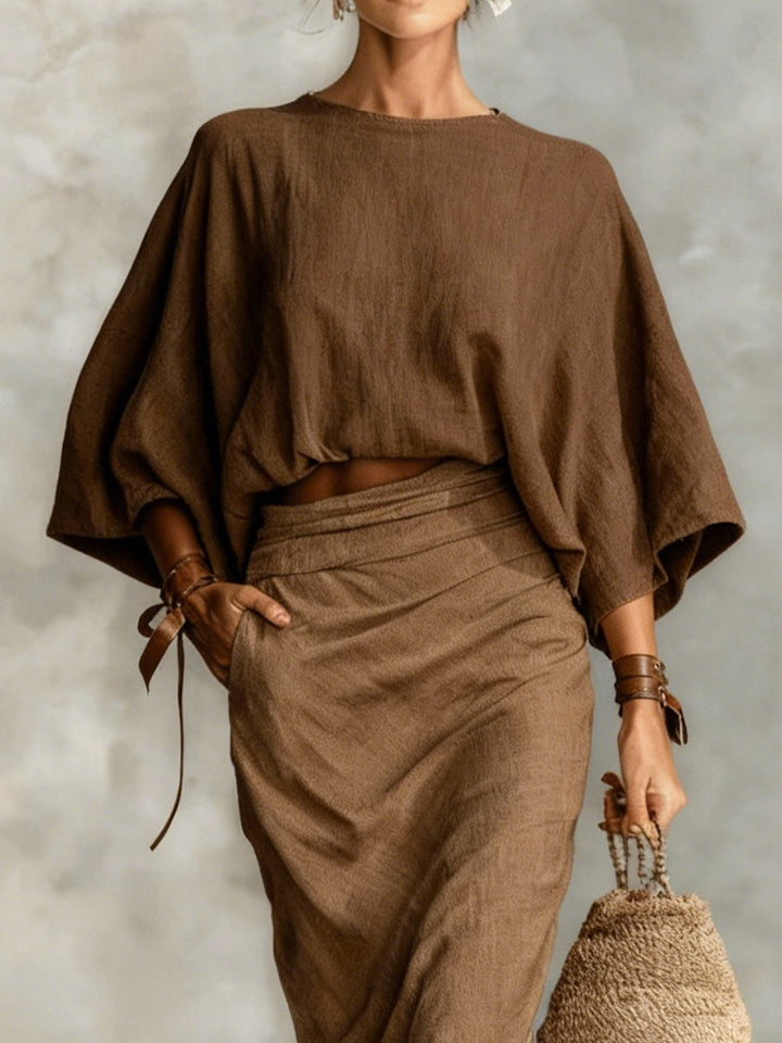Lila Batwing Sleeve Top and Long Skirt Set