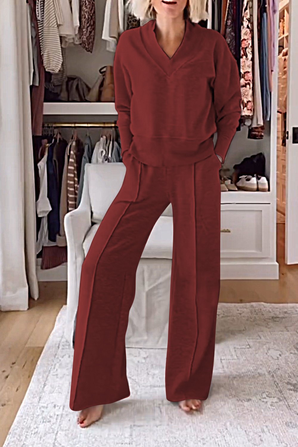 Samantha V-neck Top & Pants Set