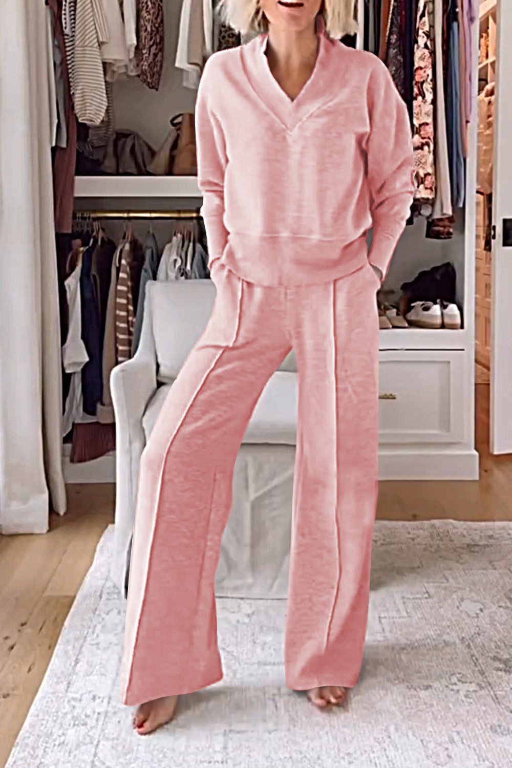 Samantha V-neck Top & Pants Set