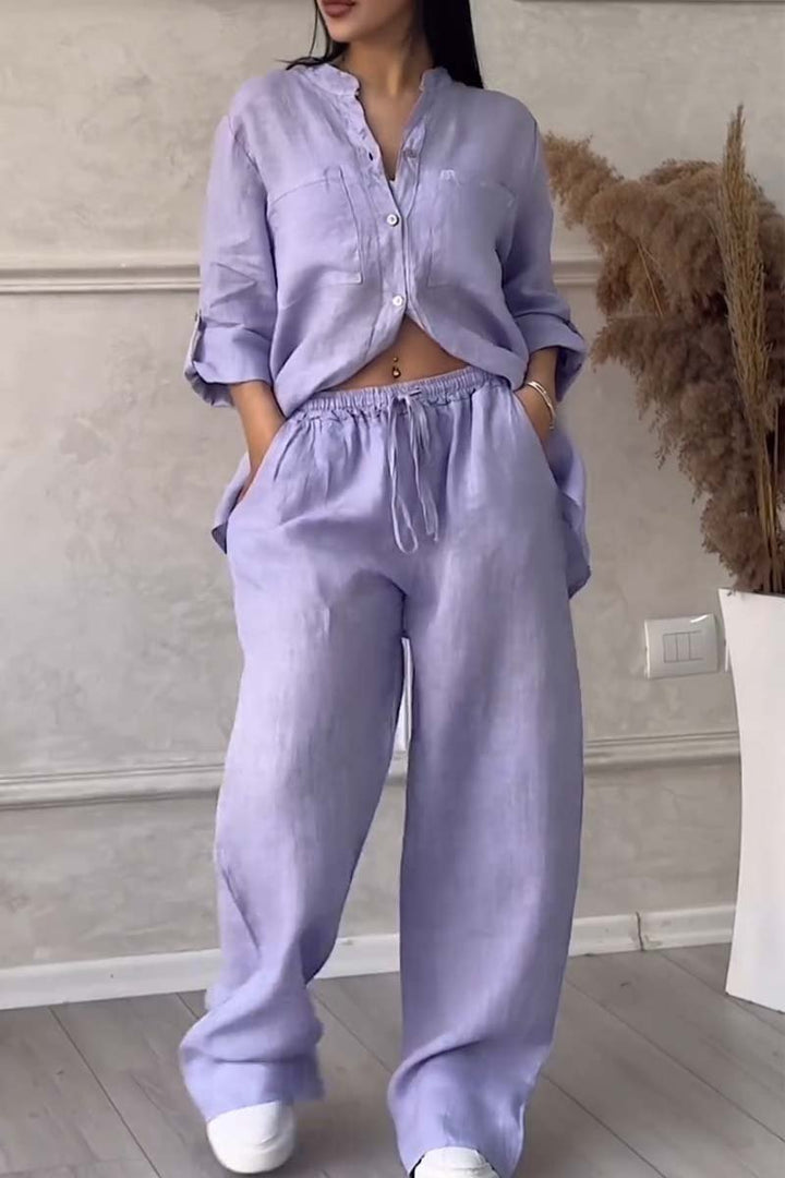 Liam Casual Cotton and Linen Pants Set