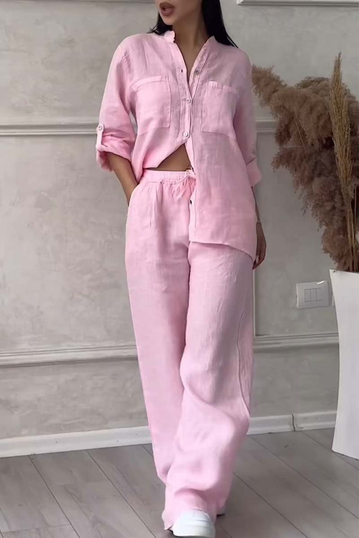 Liam Casual Cotton and Linen Pants Set