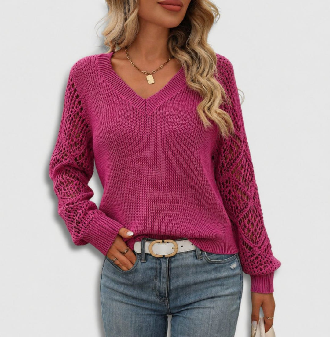 Konstanze | Ribbed Knit Sweater with V-Neck for Women