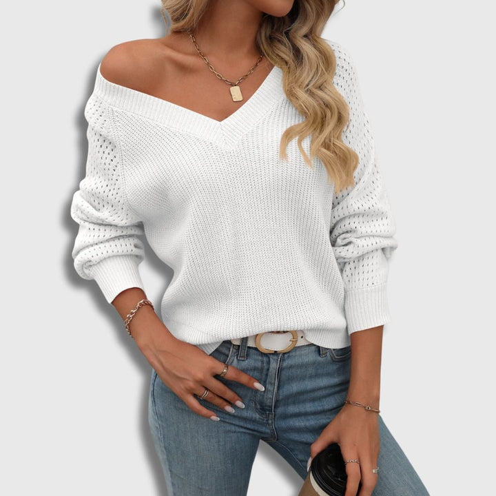Konstanze | Ribbed Knit Sweater with V-Neck for Women