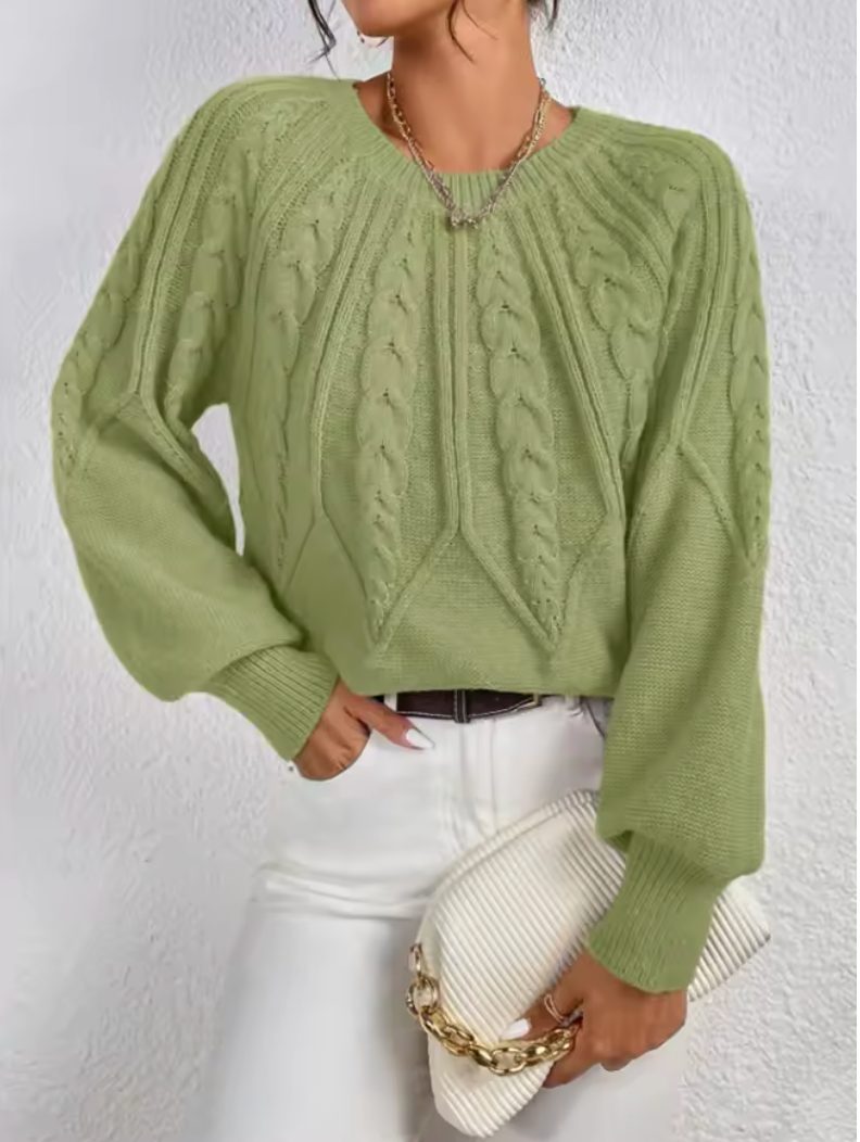 Linnea | Cable Knit Sweater with Crew Neck for Women