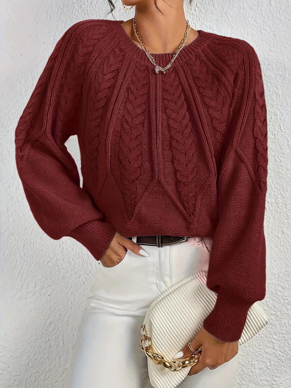Linnea | Cable Knit Sweater with Crew Neck for Women