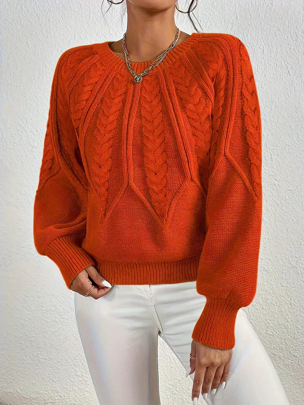 Linnea | Cable Knit Sweater with Crew Neck for Women