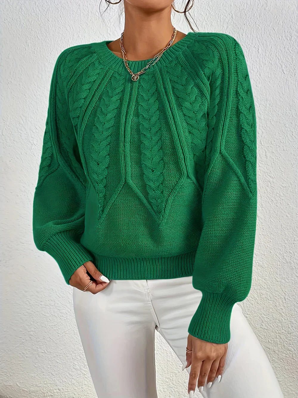 Linnea | Cable Knit Sweater with Crew Neck for Women