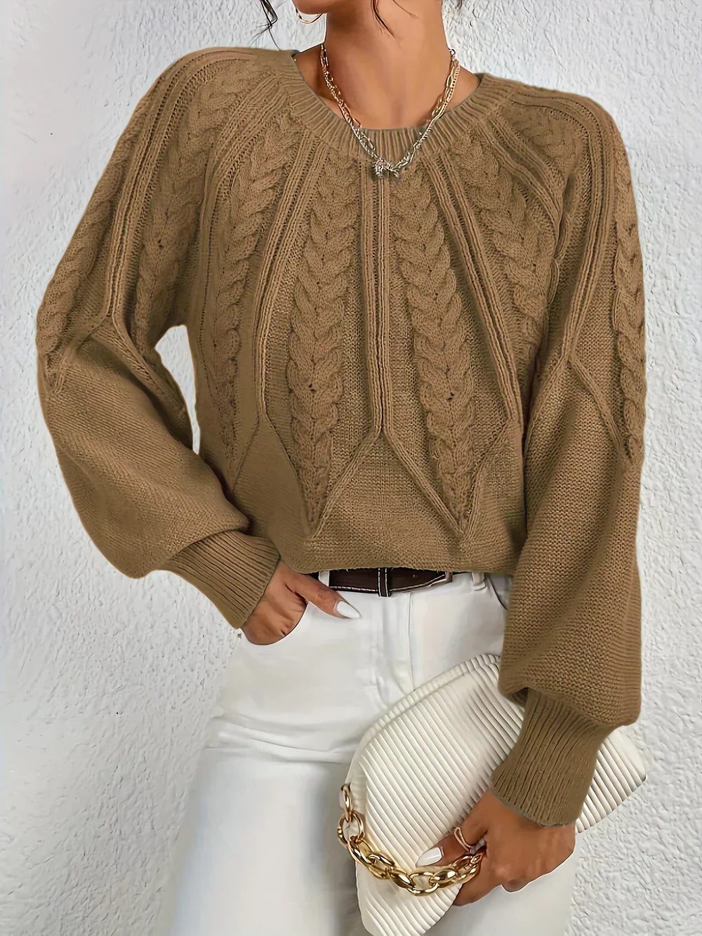 Linnea | Cable Knit Sweater with Crew Neck for Women