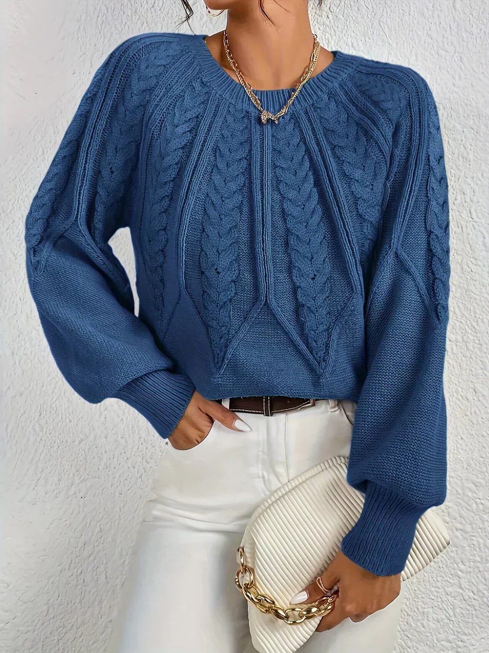Linnea | Cable Knit Sweater with Crew Neck for Women