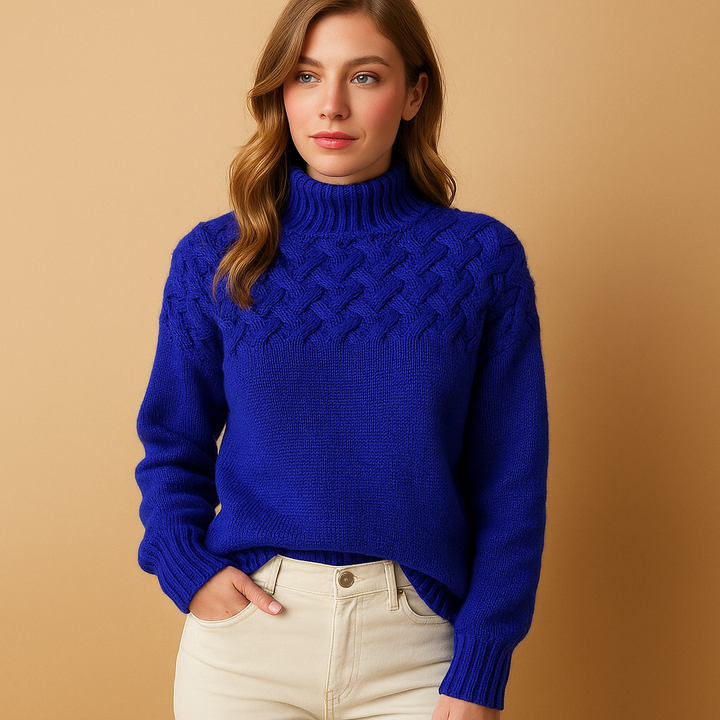 Women's Turtleneck Cable Knit Sweater Long Sleeve Winter Pullover