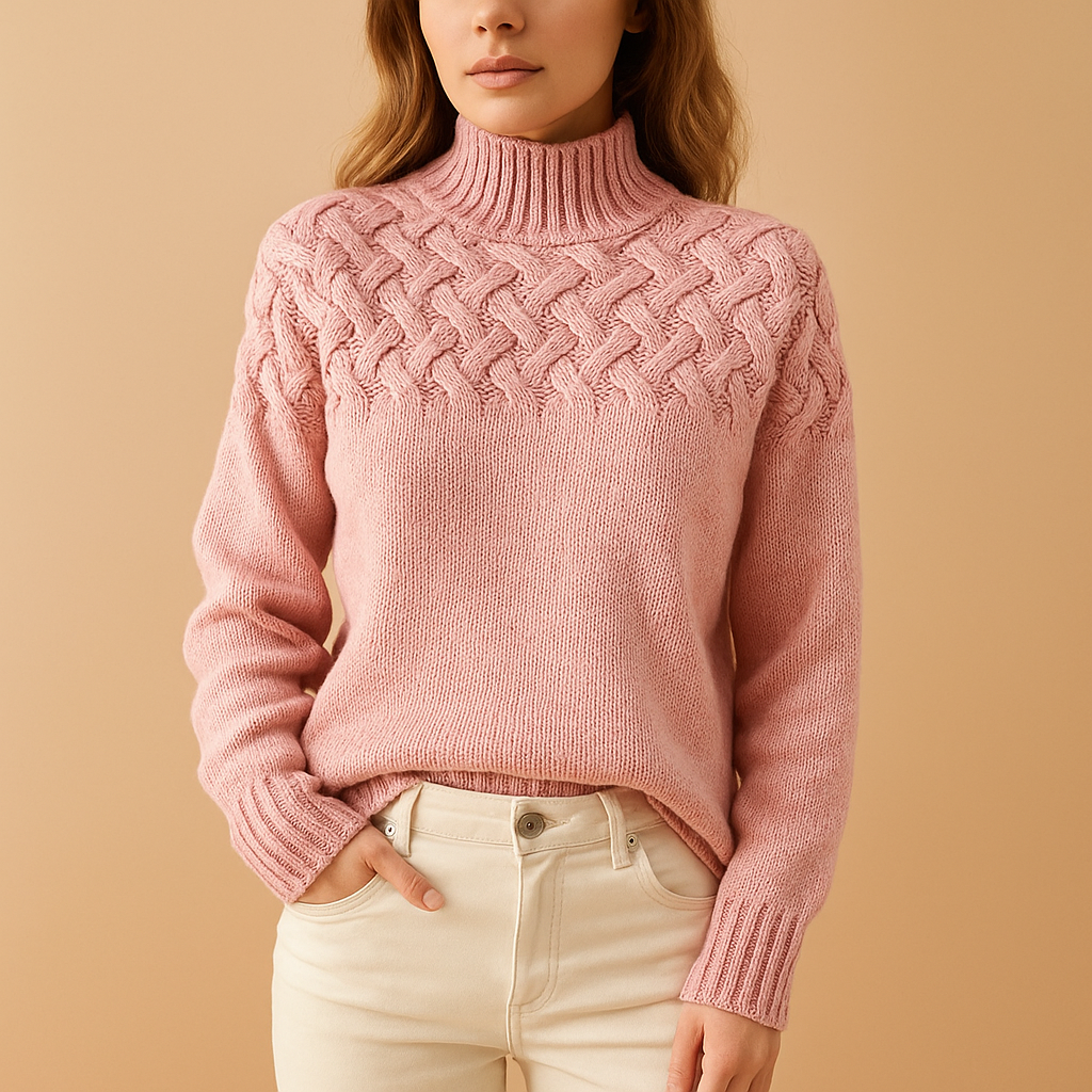 Women's Turtleneck Cable Knit Sweater Long Sleeve Winter Pullover