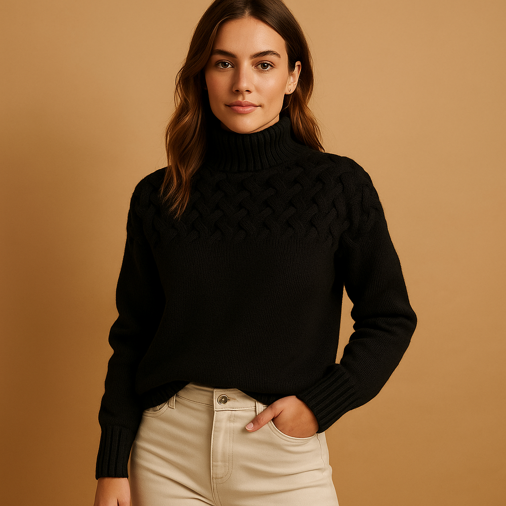 Women's Turtleneck Cable Knit Sweater Long Sleeve Winter Pullover