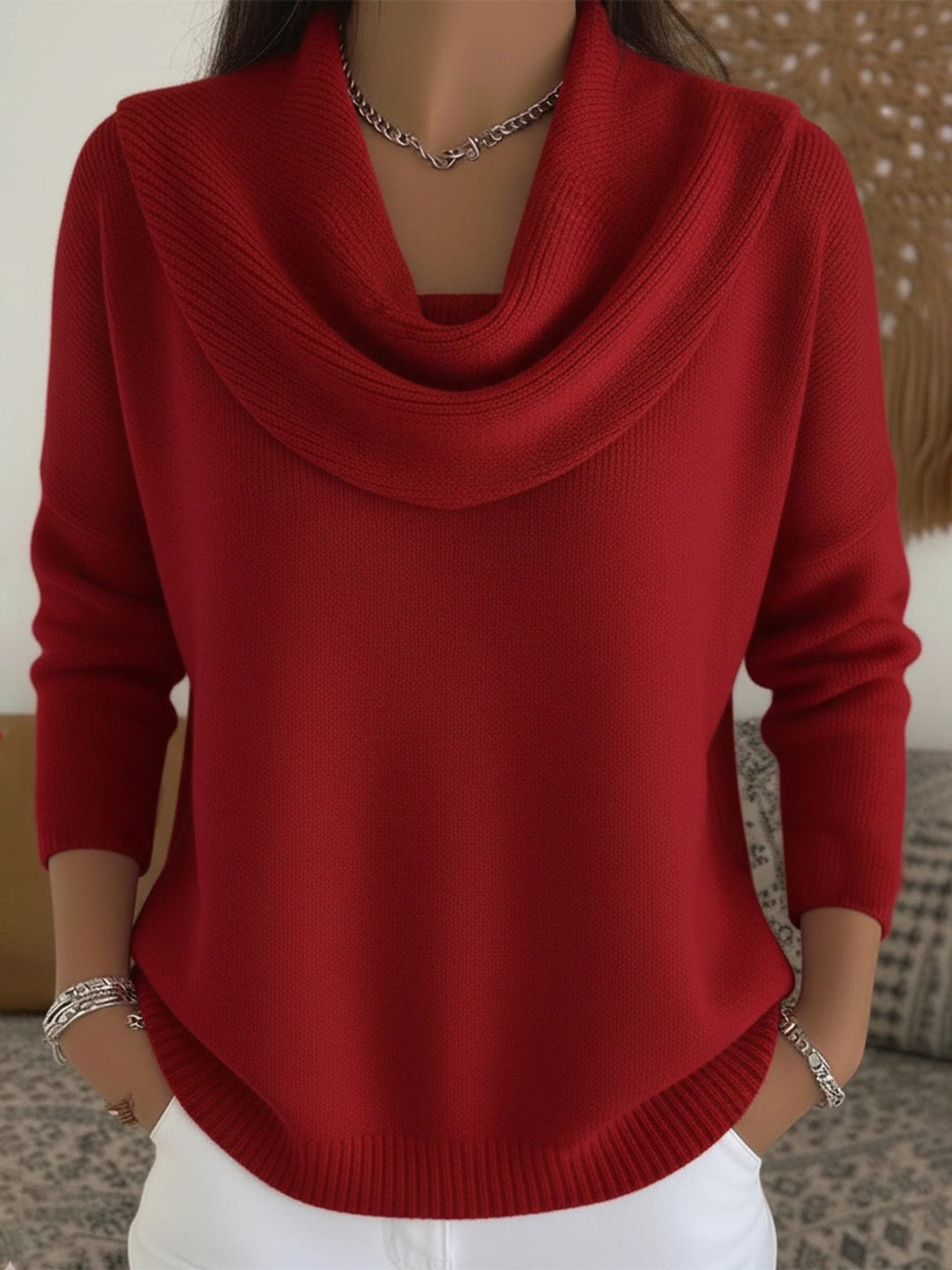 Lourdes | Knit Jumper with Cowl Neck and Long Sleeves for Women
