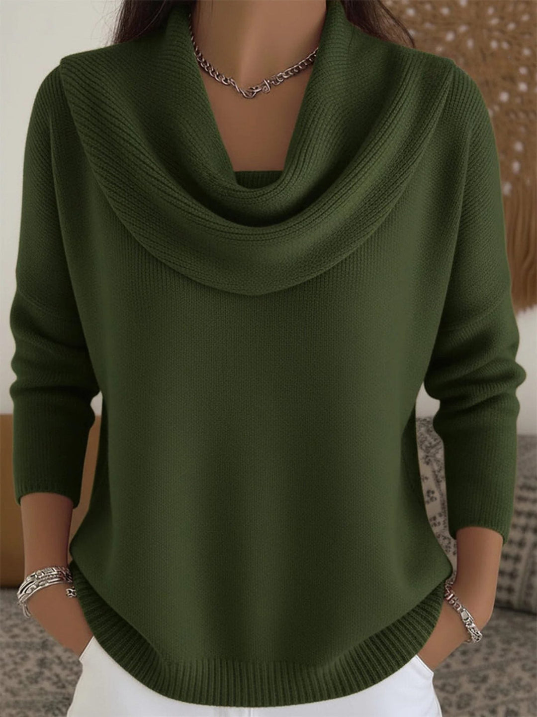 Lourdes | Knit Jumper with Cowl Neck and Long Sleeves for Women
