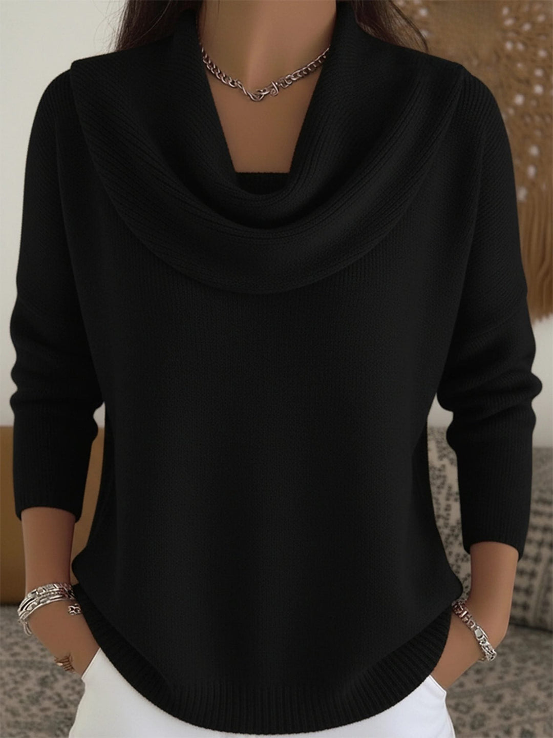 Lourdes | Knit Jumper with Cowl Neck and Long Sleeves for Women