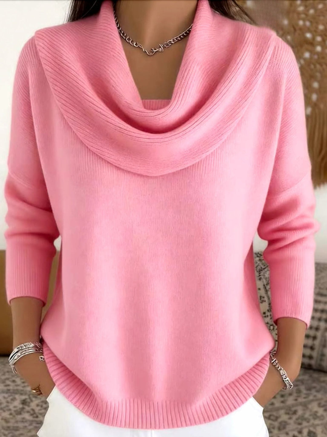 Lourdes | Knit Jumper with Cowl Neck and Long Sleeves for Women