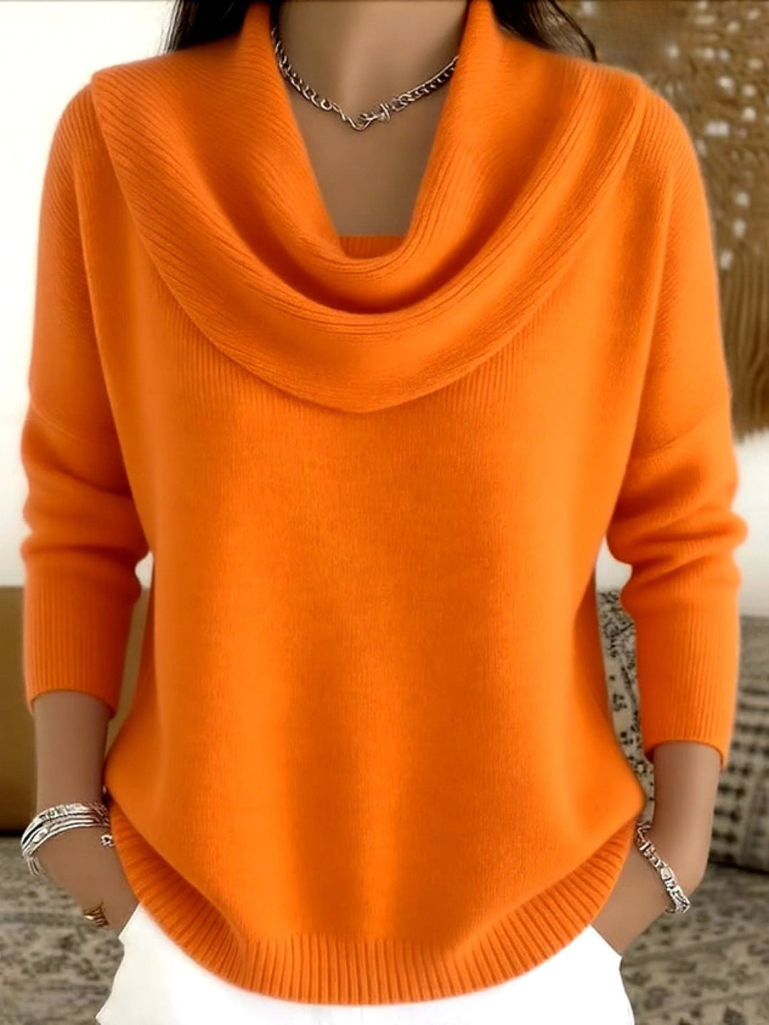 Lourdes | Knit Jumper with Cowl Neck and Long Sleeves for Women