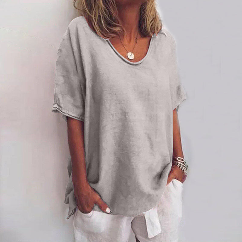 Daphne | Blouse with Scoop Neck and Short Sleeves for Women