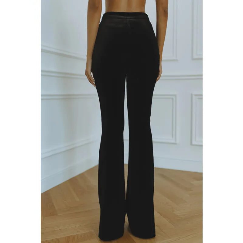Madeleva | Velvet Blazer Suit Set with Flare Pants for Women