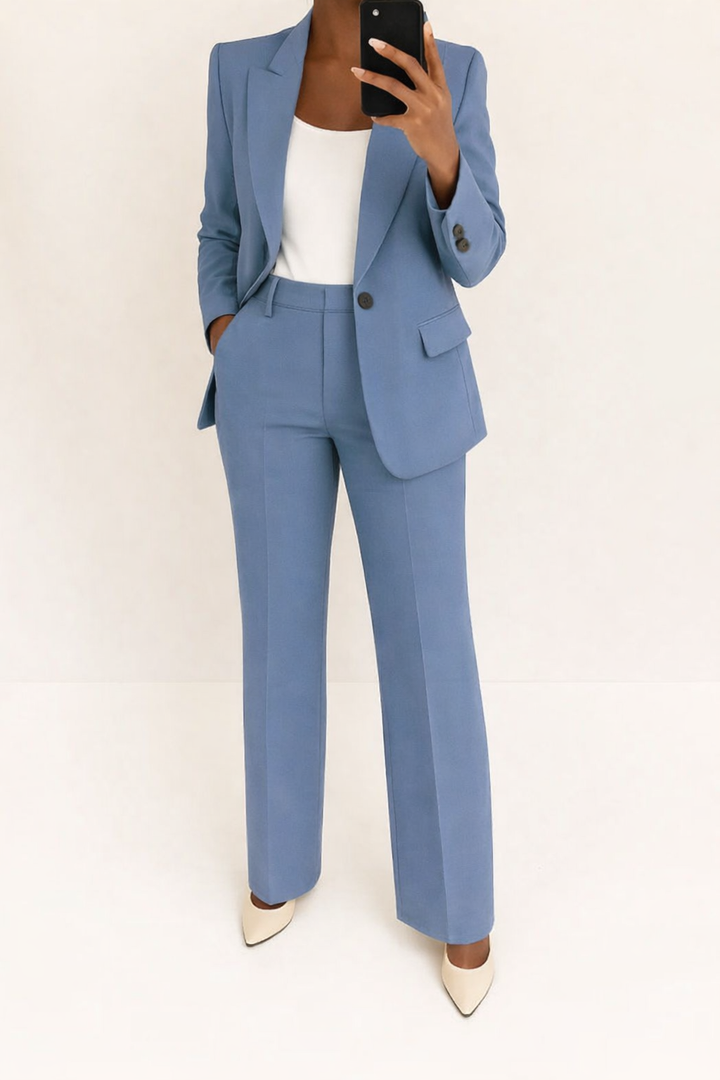 Wide Leg Blazer Suit Set for Women