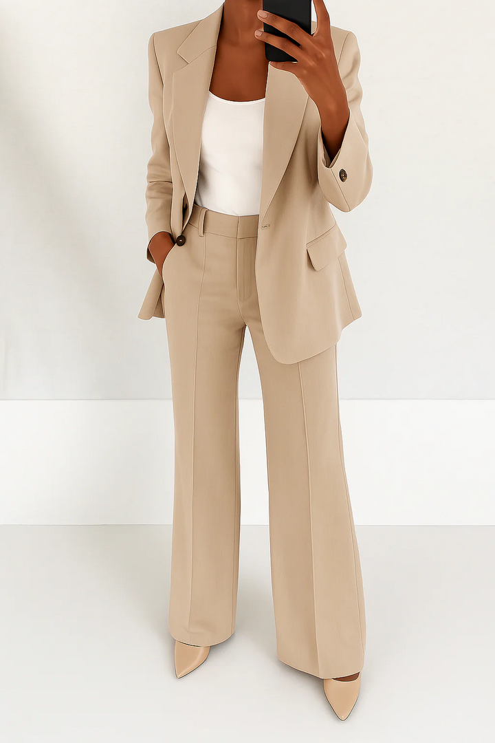 Wide Leg Blazer Suit Set for Women