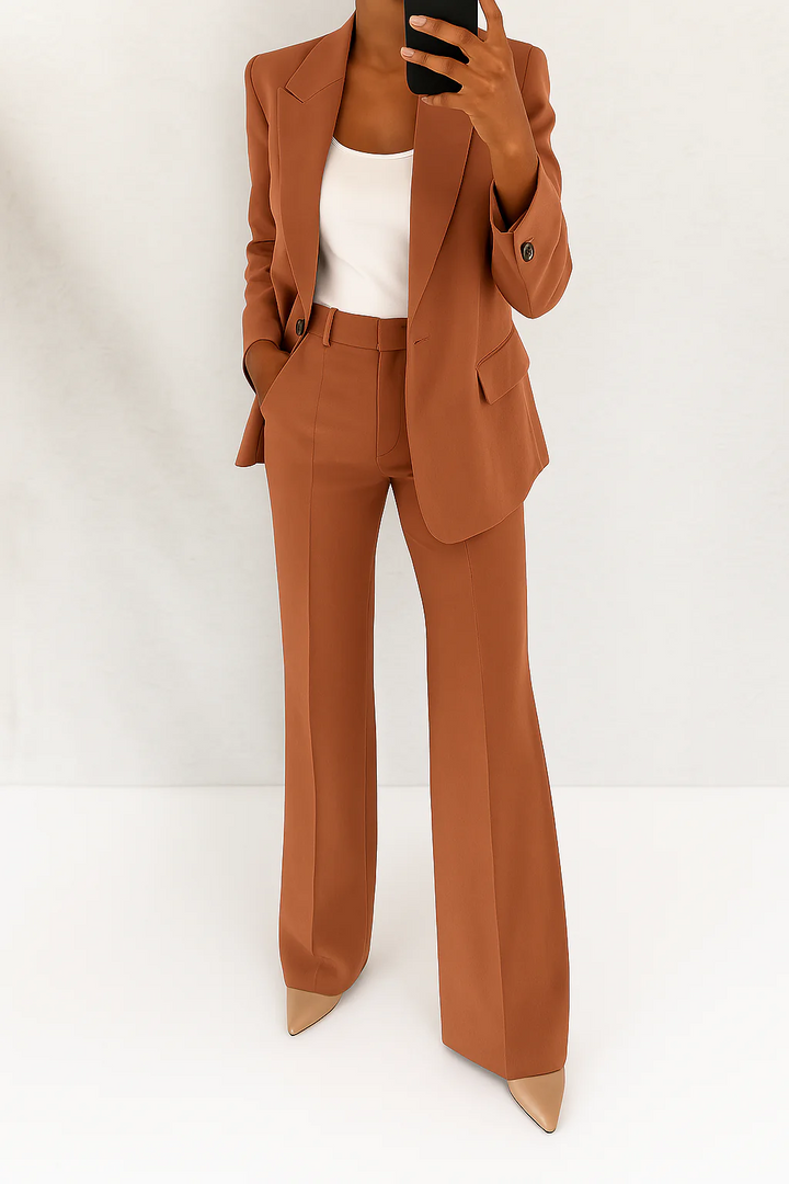 Wide Leg Blazer Suit Set for Women
