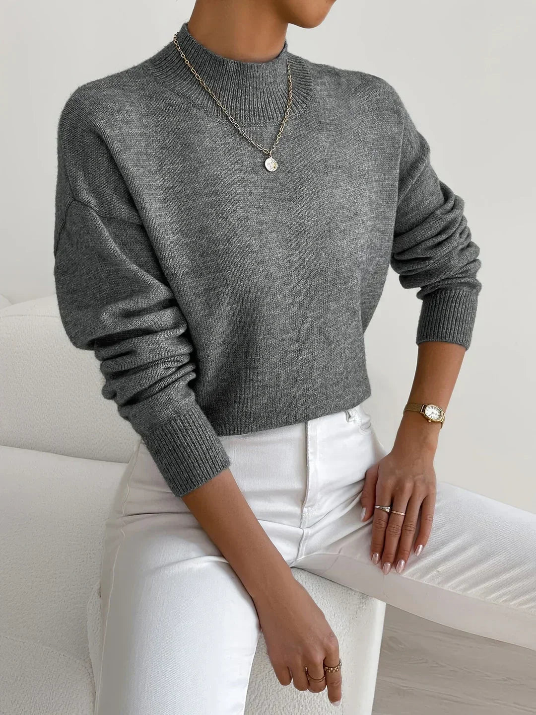 Women's Turtleneck Sweater Long Sleeve Ribbed Knit Pullover Casual Winter Top