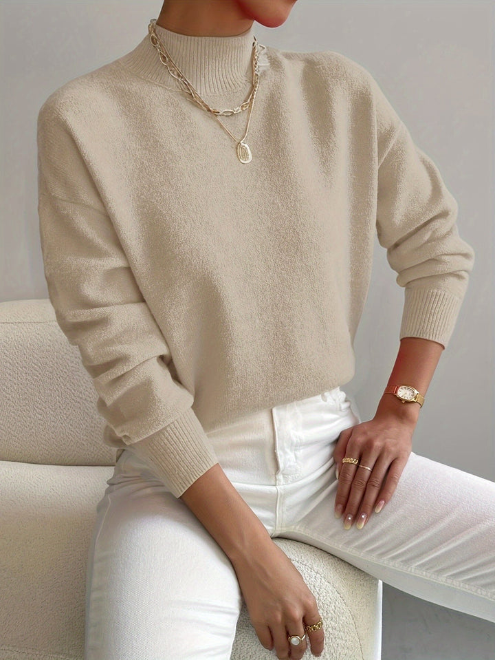 Women's Turtleneck Sweater Long Sleeve Ribbed Knit Pullover Casual Winter Top
