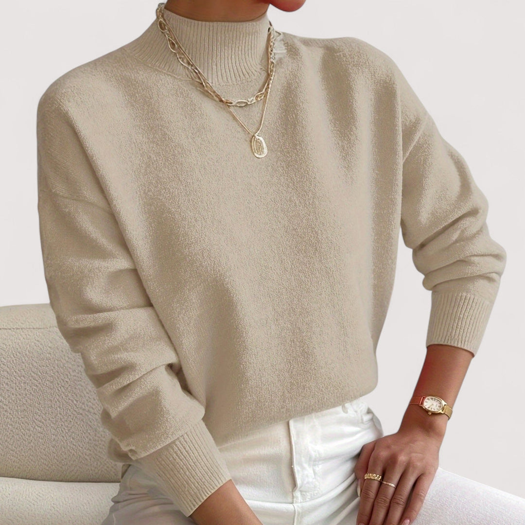Women's Turtleneck Sweater Mock Neck Long Sleeve Ribbed Knit Pullover
