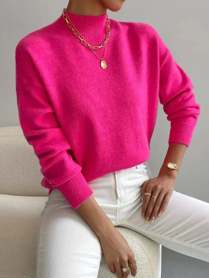 Women's Turtleneck Sweater Long Sleeve Ribbed Knit Pullover Casual Winter Top
