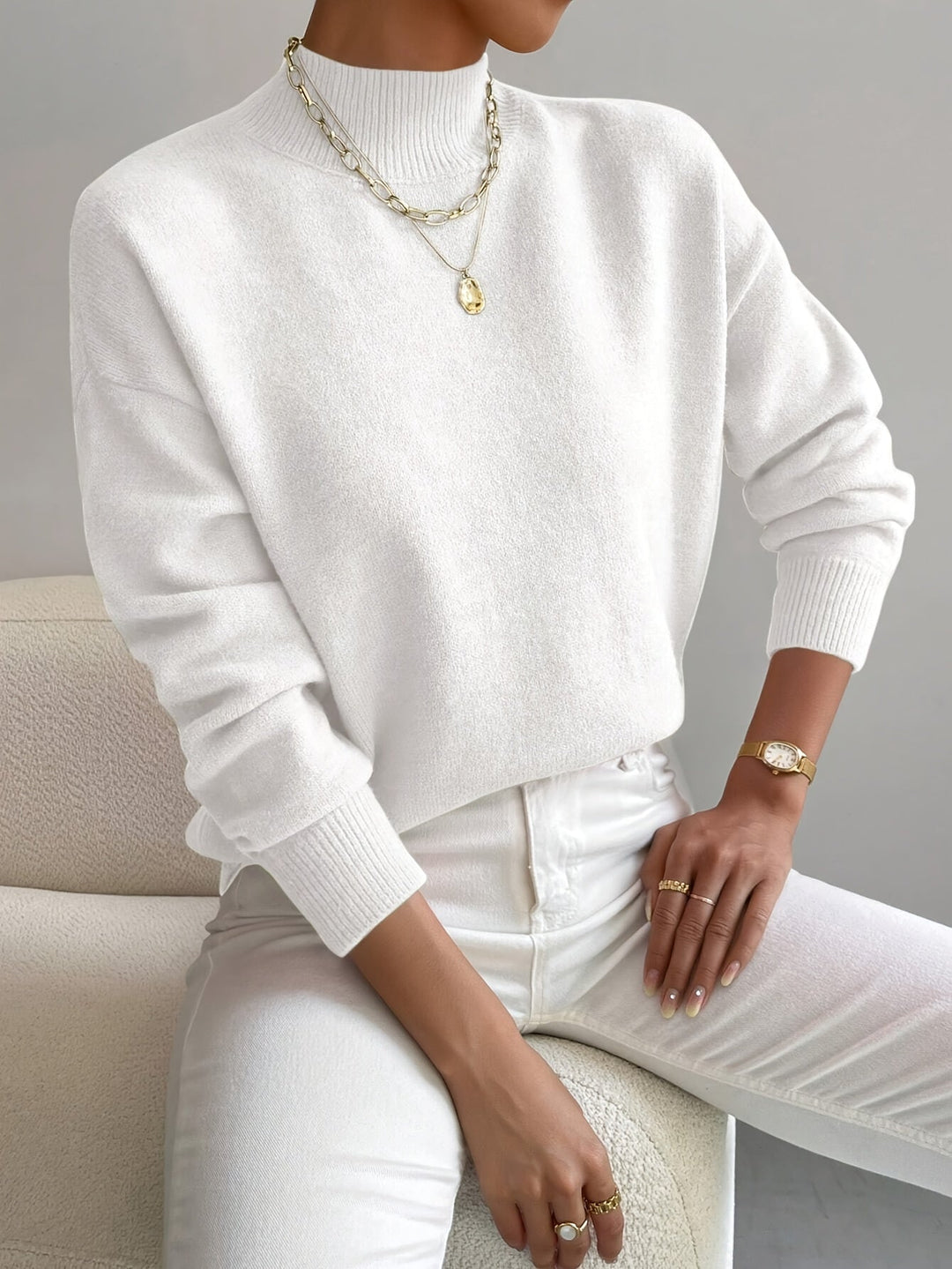 Women's Turtleneck Sweater Long Sleeve Ribbed Knit Pullover Casual Winter Top