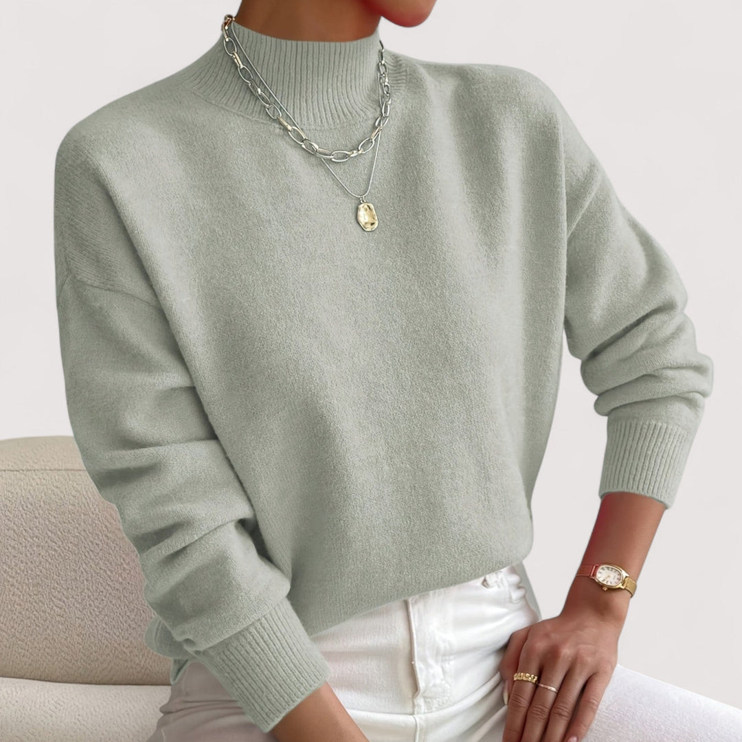 Women's Turtleneck Sweater Mock Neck Long Sleeve Ribbed Knit Pullover