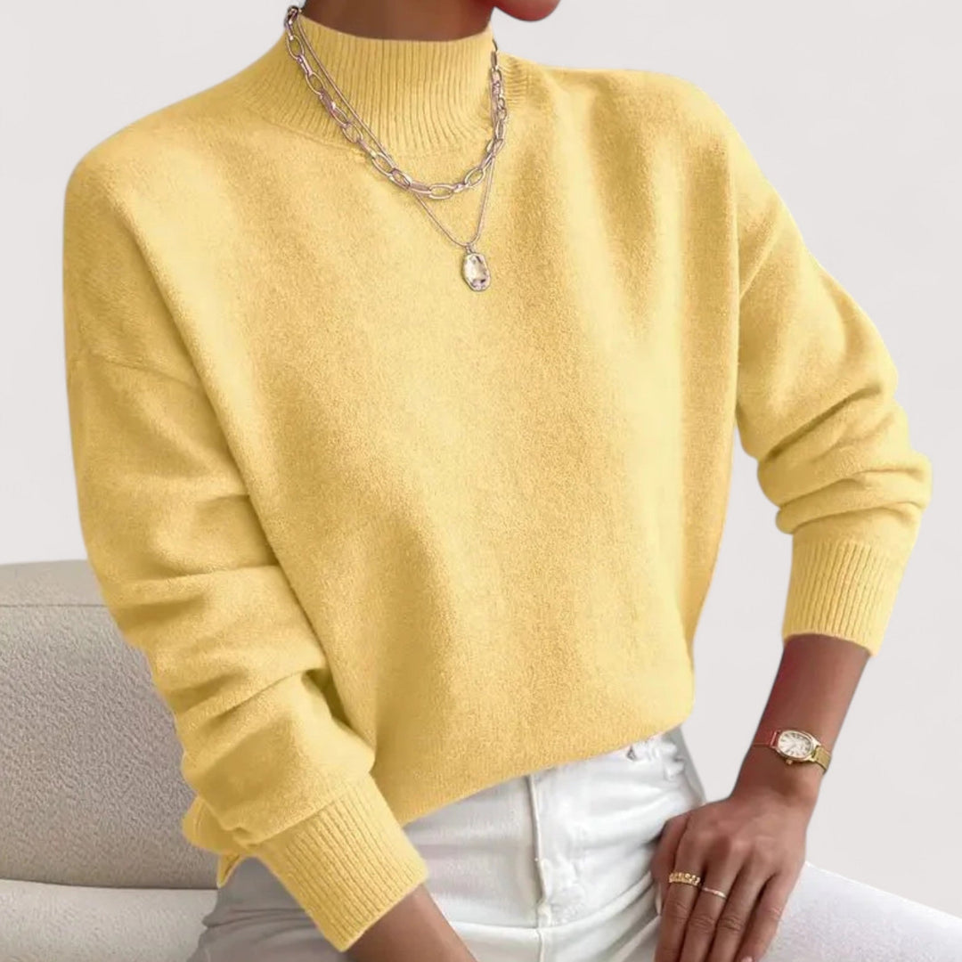 Women's Turtleneck Sweater Mock Neck Long Sleeve Ribbed Knit Pullover