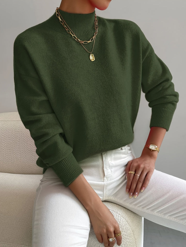 Women's Turtleneck Sweater Long Sleeve Ribbed Knit Pullover Casual Winter Top