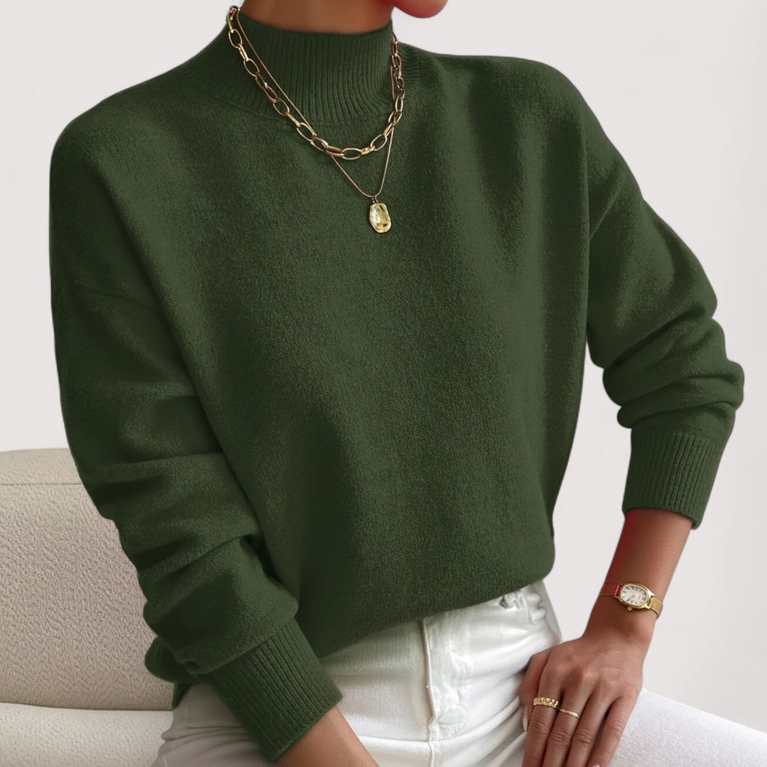 Women's Turtleneck Sweater Mock Neck Long Sleeve Ribbed Knit Pullover