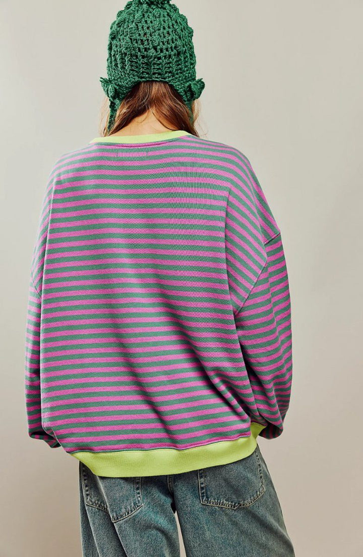 Milla | Striped Oversized Pullover Sweater with Long Sleeves for Women