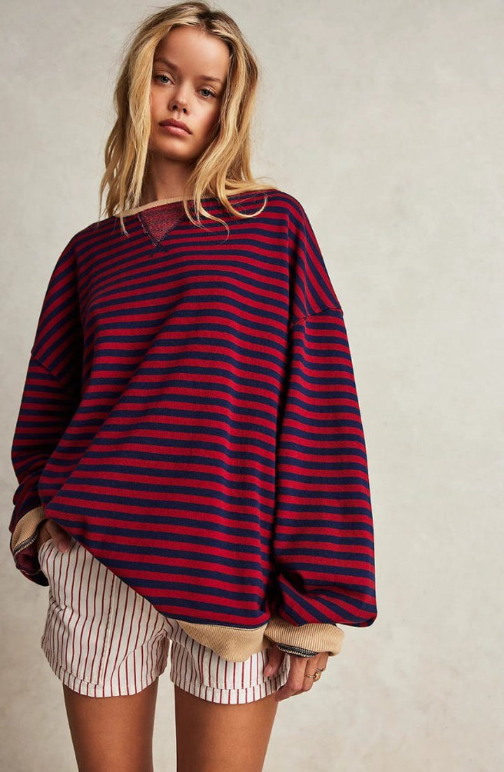 Milla | Striped Oversized Pullover Sweater with Long Sleeves for Women