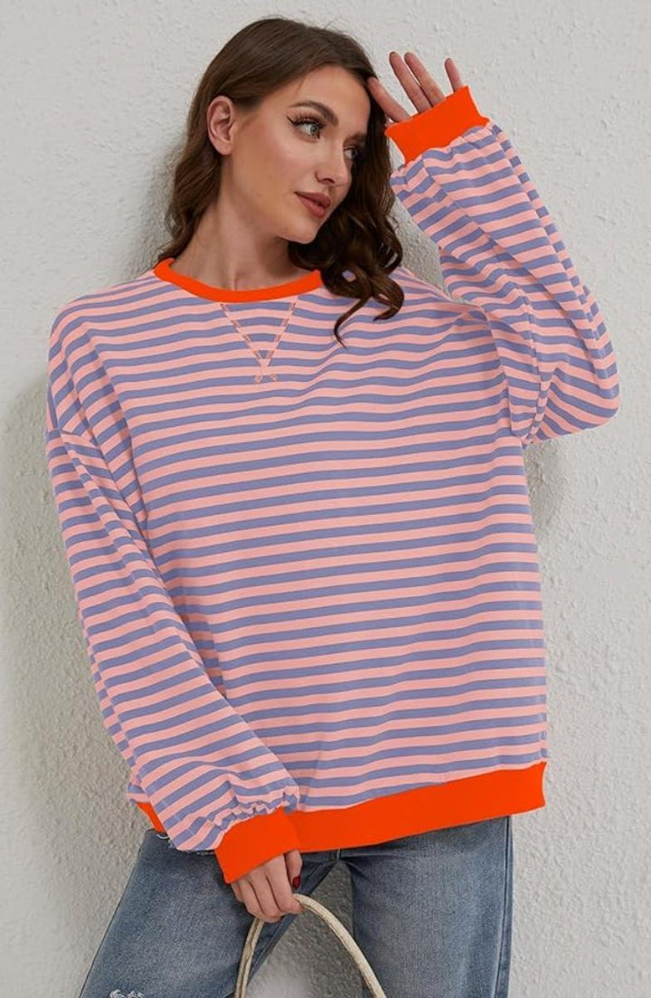 Milla | Striped Oversized Pullover Sweater with Long Sleeves for Women