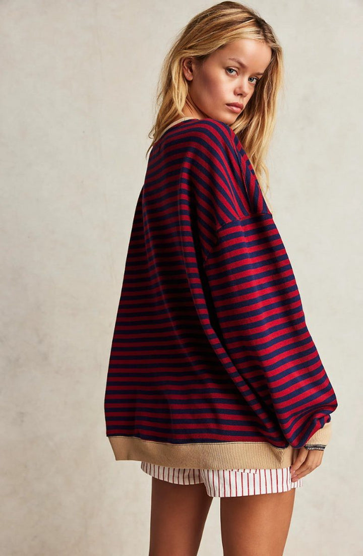 Milla | Striped Oversized Pullover Sweater with Long Sleeves for Women
