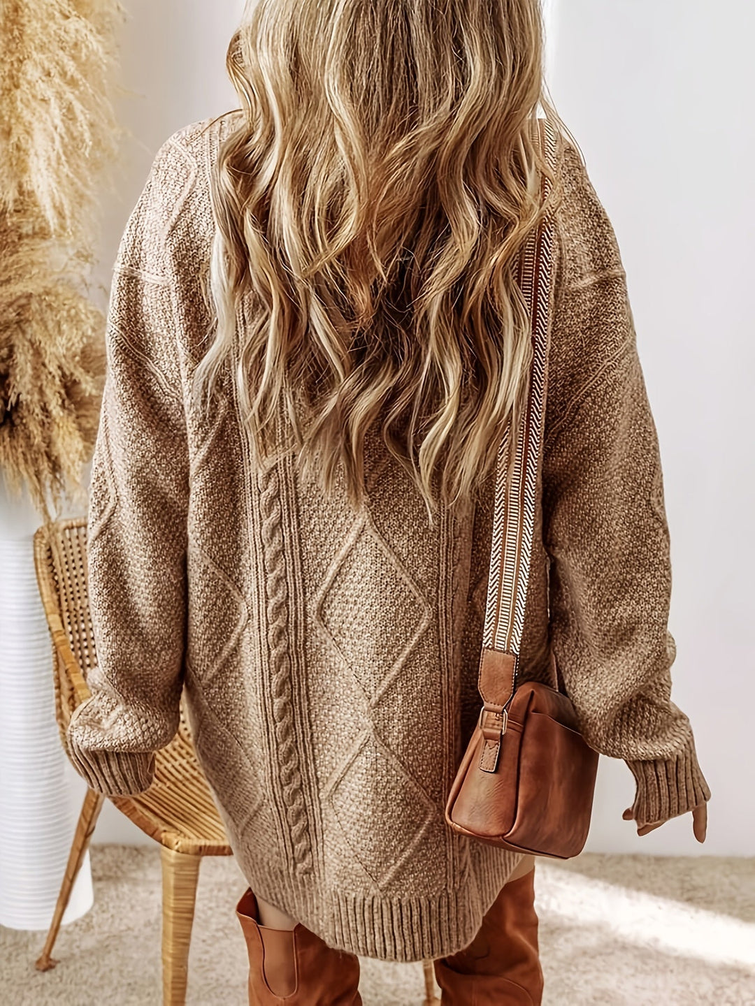Nancy | Women's Oversized Cable Knit Sweater Dress